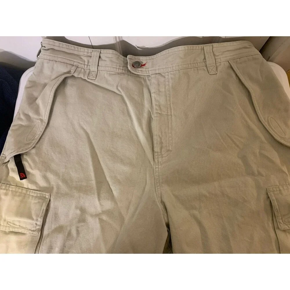 Vintage The North Face Cargo Shorts Men’s Sz‎ 38 Cotton Beige Solid Heavy Hiking